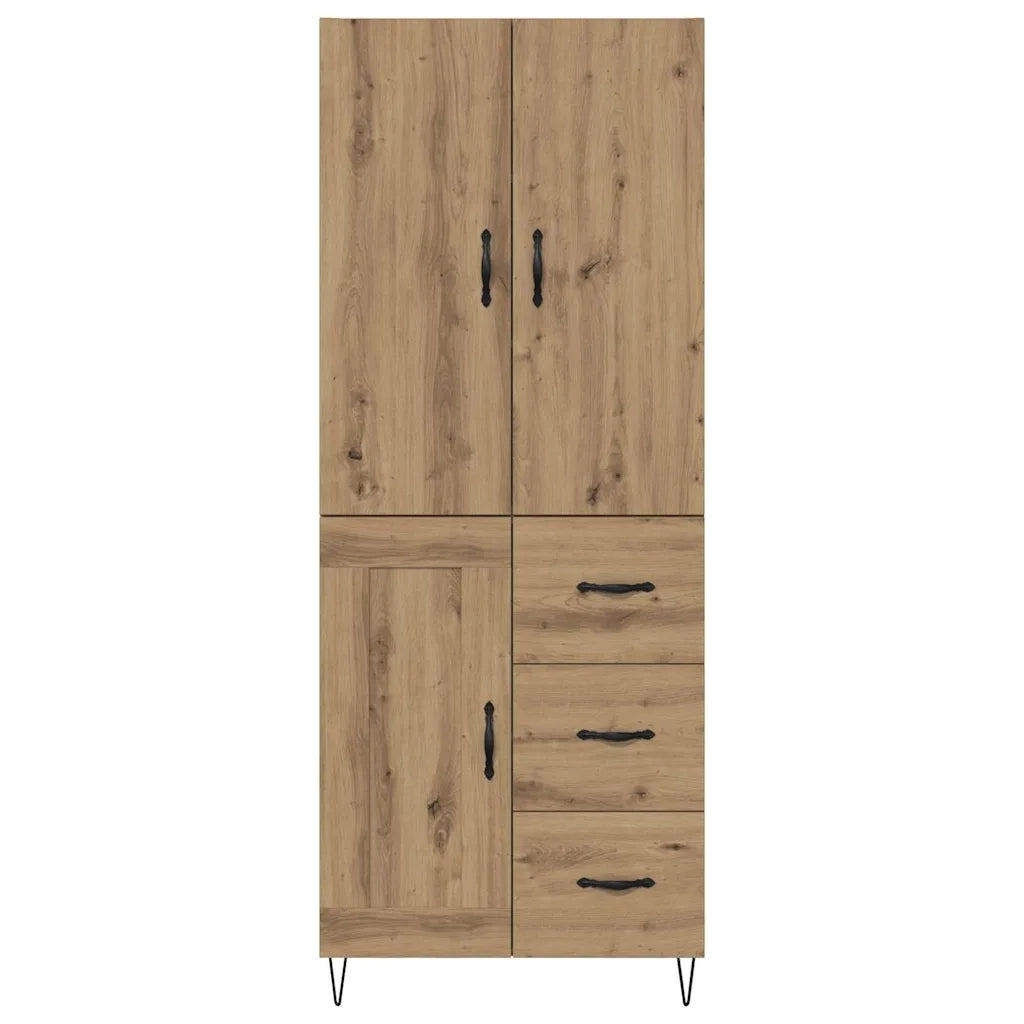 Credenza 2 pcs Rovere artigianale Legno ingegnerizzato e vetro 3415852