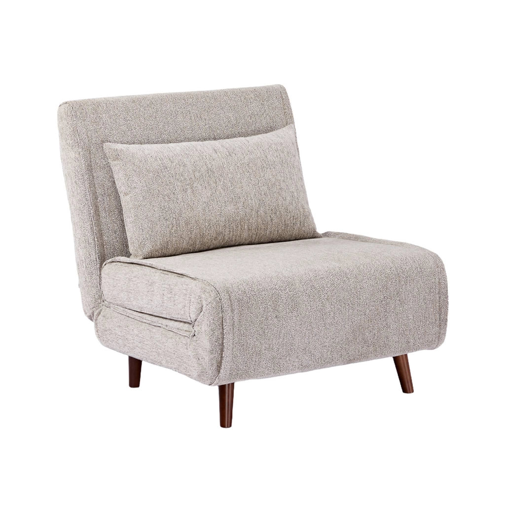 Poltrona letto convertibile in tessuto ciniglia, beige