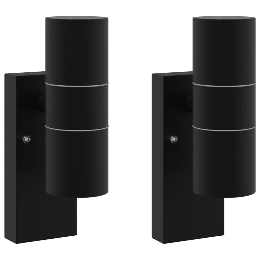 Lampade da Parete Esterne 2 pz Acciaio Inossidabile Nero IP44