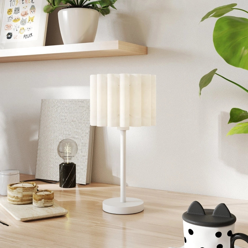 LAMPADA DA TAVOLO con interruttore a pulsante, Ø25 x 48,5 cm, plastica bianca