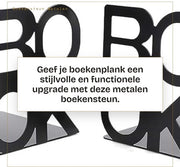 Sostegno Librario in Metallo con Base in Legno - Organizzatore di Libri - Decorazione per Tavolo - 140mm di Altezza - Sostegno Librario con Base