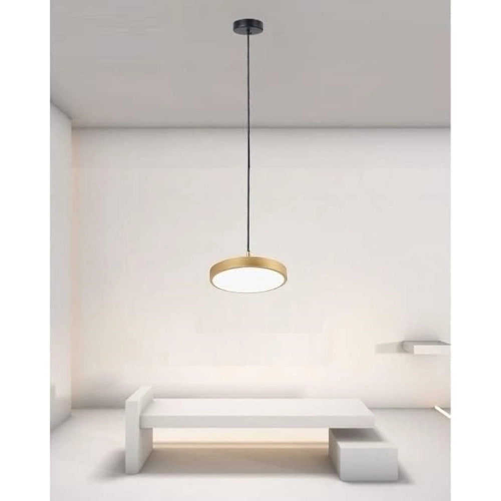 Trade Shop - Lampadario A Sospensione Led 40w Oro Cerchio Tondo Moderno Minimal Luce 6500k 32927 -