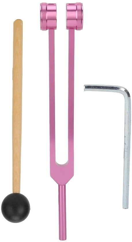 Set di manubri 128 Hz - Lega di alluminio - Composito legno - Compreso martello - Chiave a ingranaggi - Lunghezza 24,5 cm - Manubrio