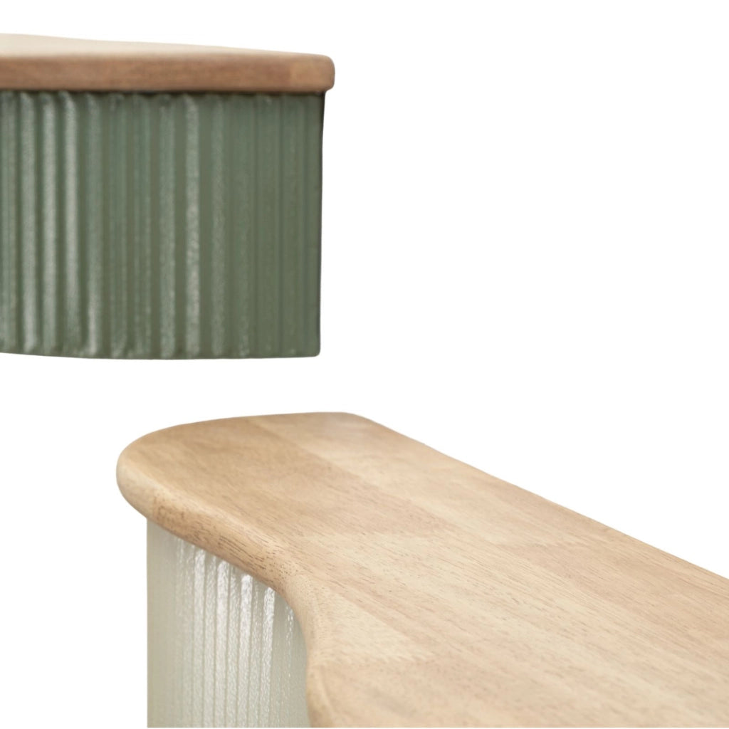 Mensole Frankfurt in legno di rubber e metallo verde — coppia 86 e 65 cm