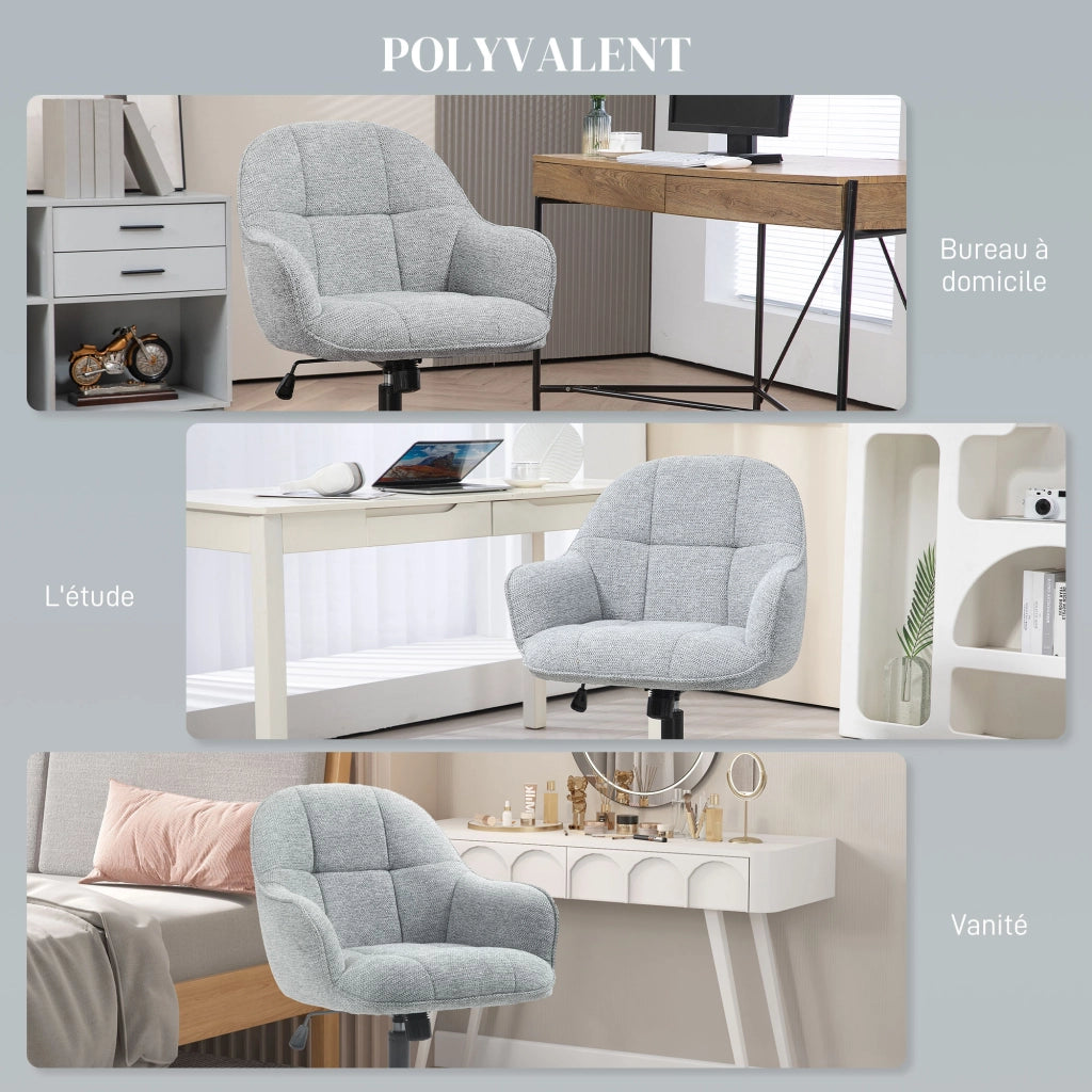 Sedia da ufficio con schienale e seduta imbottite ¨C zephmum ¨C Grigio, Tessuto, Altezza regolabile
