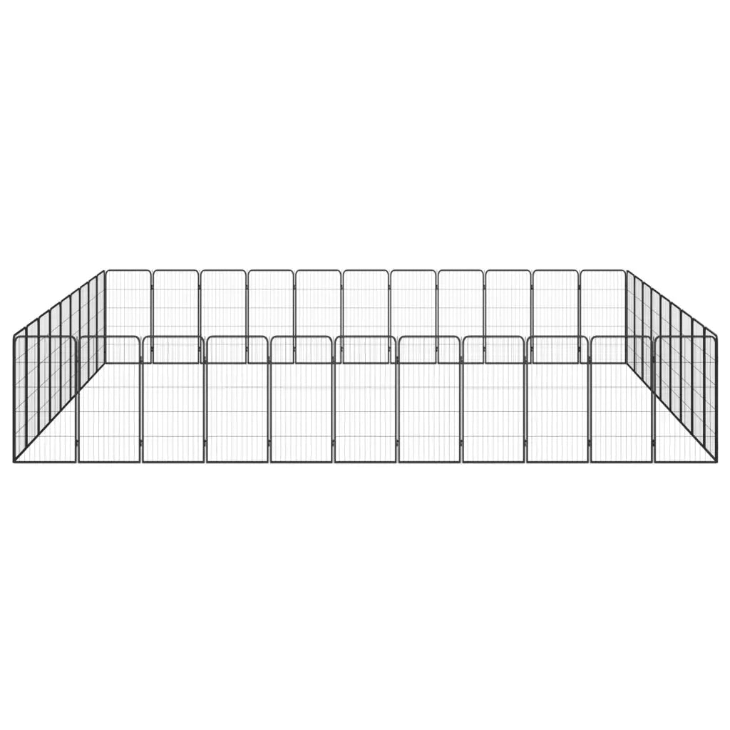 Box Cani 40 Pannelli Nero 50x100 cm Acciaio Verniciato Polvere 3115966