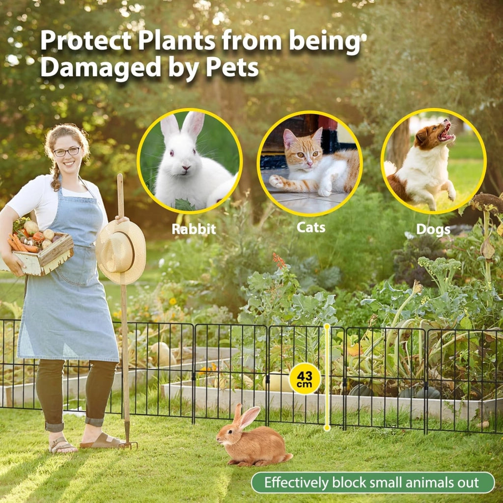 Recinzione da Giardino in Metallo 15/25 Pezzi, 60 cm di Altezza, Set Recinzione per Cani ed Aiuole, Recinto Decorativo Resistente ed Antiruggine, 33 x 60 cm (25 Pezzi)
