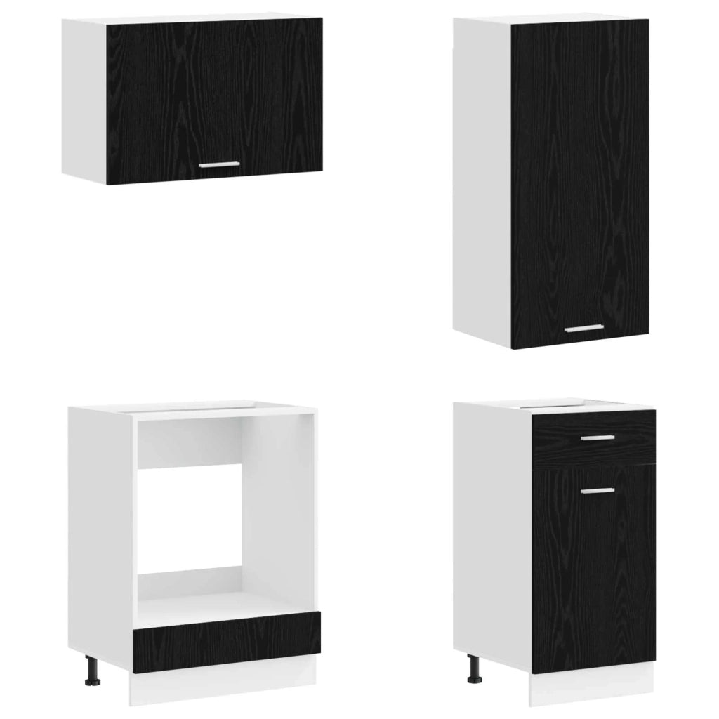 Unità Cucina LYON 8 pcs Rovere Nero Legno ingegnerizzato 3438204