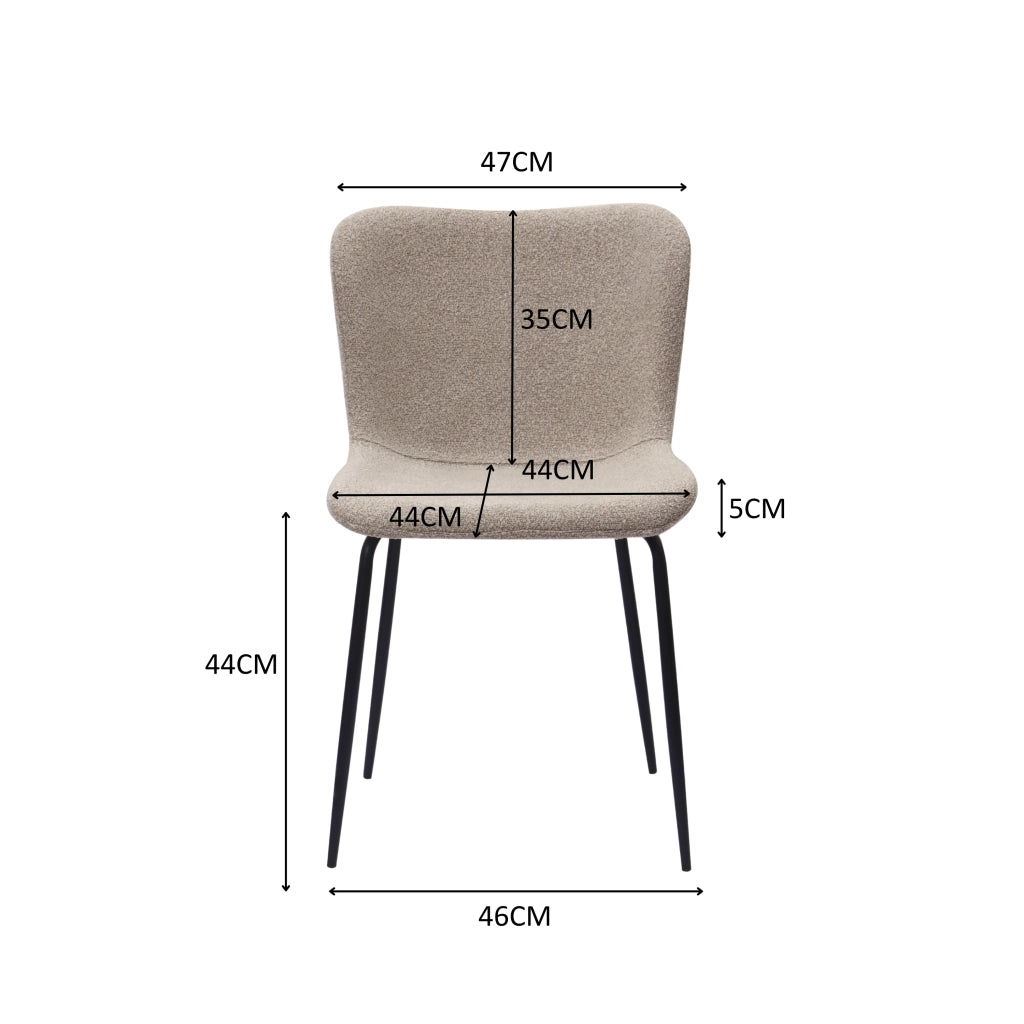 Sedia da pranzo Set da 2 con Schienale Alto Arrotondato e Design Ergonomico, in Tessuto e Metallo, Cachi