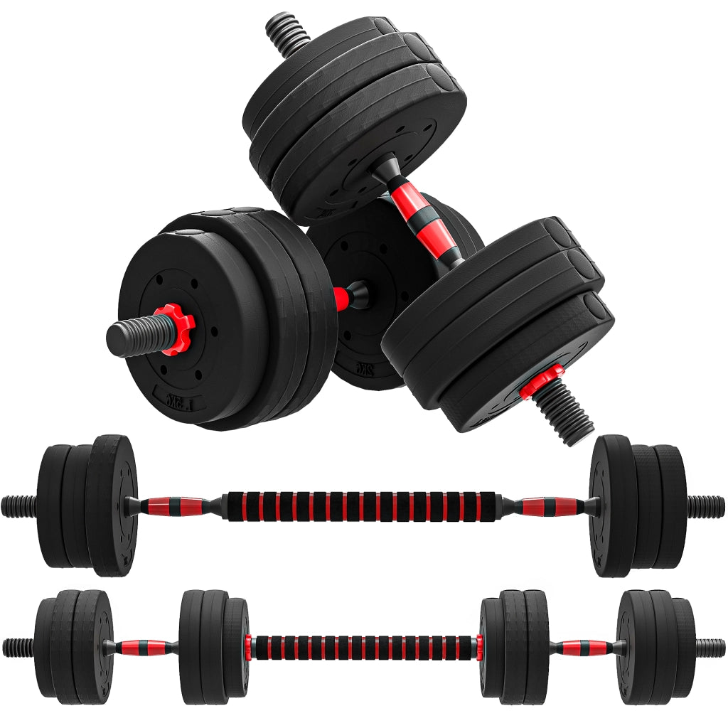 Kit manubri regolabili 2 in 1 ¨C zephmum ¨C 25 kg, 2 pezzi, HDPE Nero Rosso