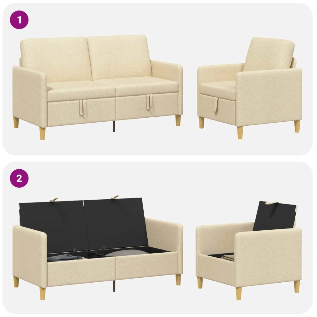 Set di Divani con Storage 2 pcs Crema Poliestere 3429183