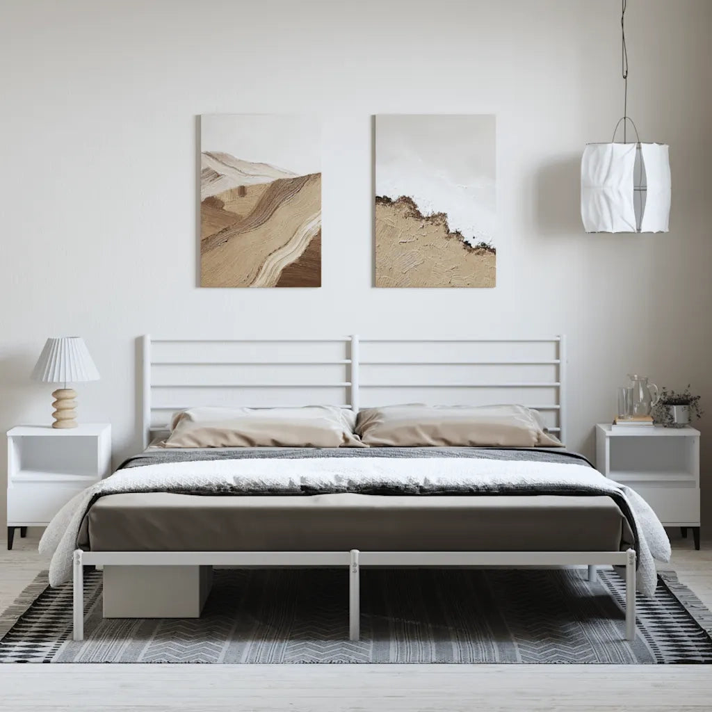 Giroletto con Testiera-Struttura letto con testiera Metallo Bianco 183x213 cm 455904