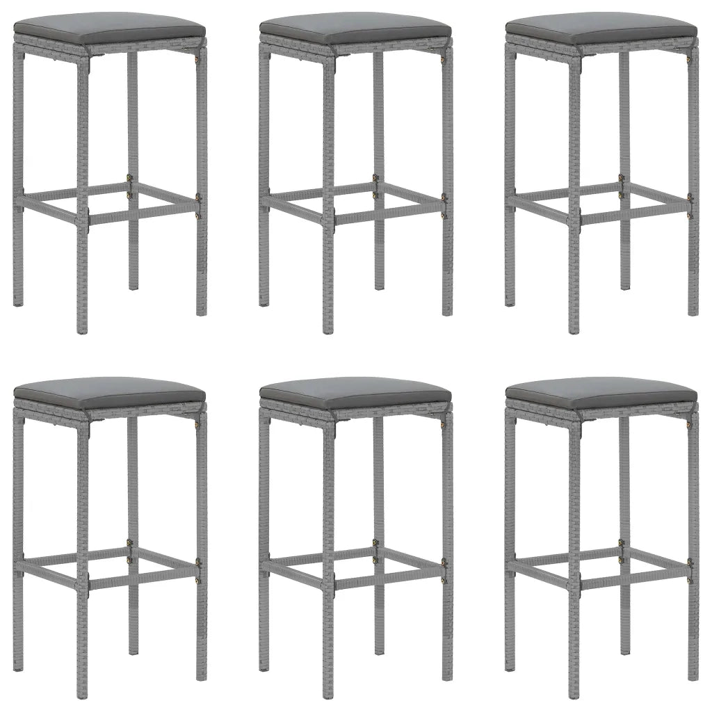 Set Bar da Giardino 7 pz con Cuscini in Polyrattan Grigio 3187622