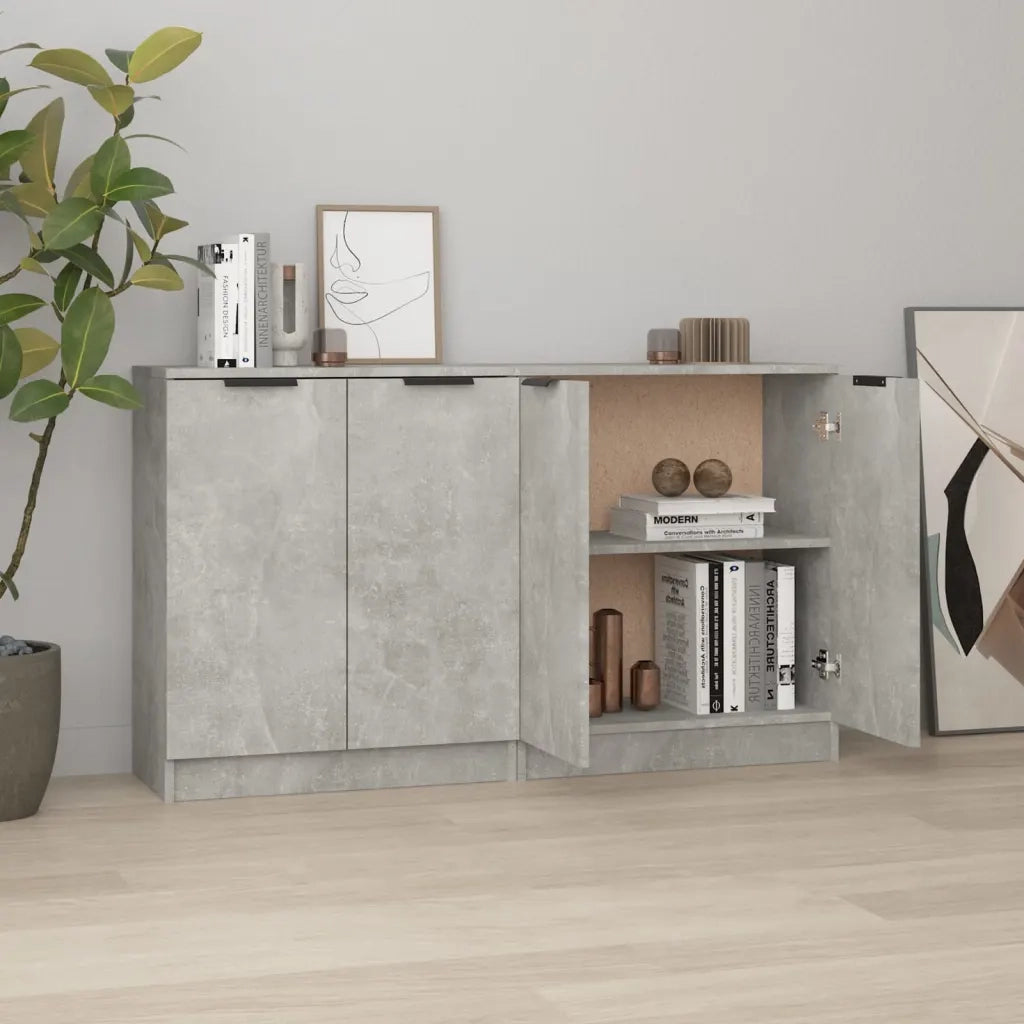 Credenze 2 pz | Madia | Buffet da pranzo | Armadio da pranzo Grigio Cemento 60x30x70 cm in Legno Multistrato