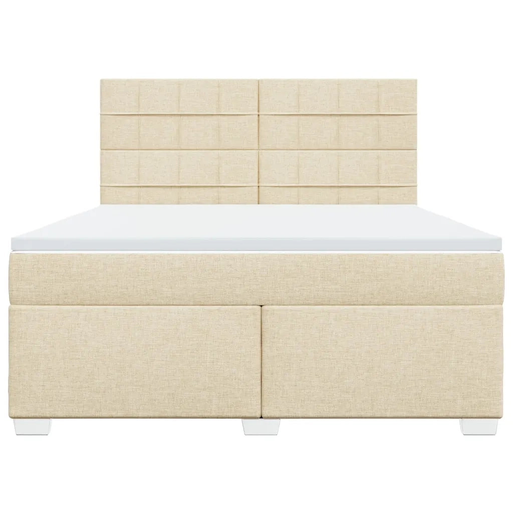 Giroletto a Molle con Materasso Crema 180x200 cm in Tessuto