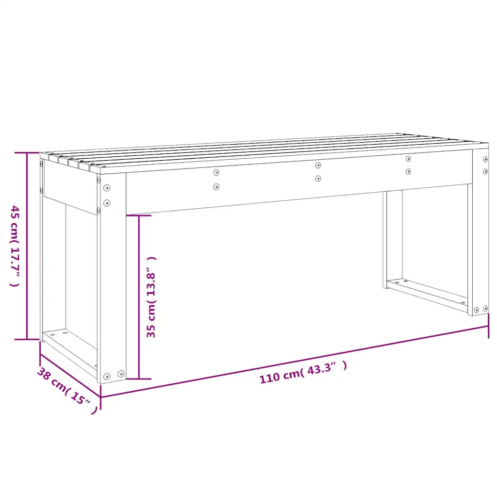 Panca da Giardino 110x38x45 cm in Legno Massello di Pino 825093