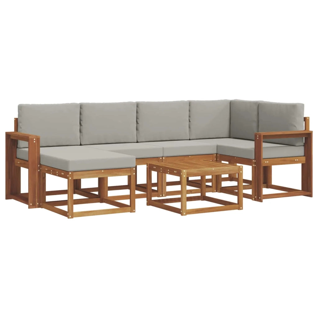 Set di divani da esterno 7 pcs Grigio Naturale e Chiaro