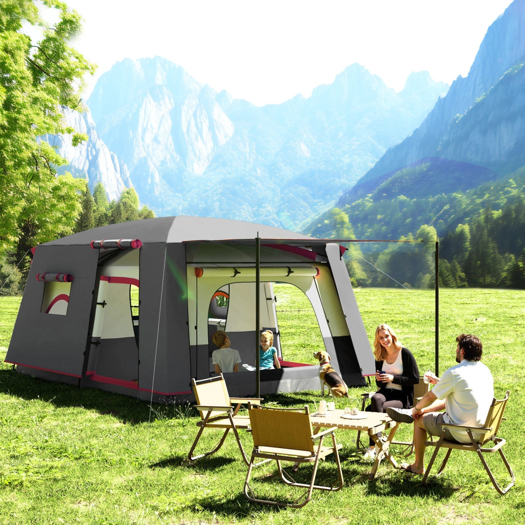 Tenda da Campeggio 4 Persone 2 Camere Soggiorno Impermeabile ¨C zephmum ¨C 430x305 cm Rosso