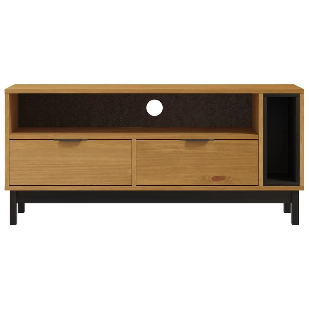 FLAM Mobile TV multimediale Mensola TV Credenza Sala da pranzo Soggiorno Camera da letto 110 x 40 x 50 cm Legno massello di pino marrone 02_0027619