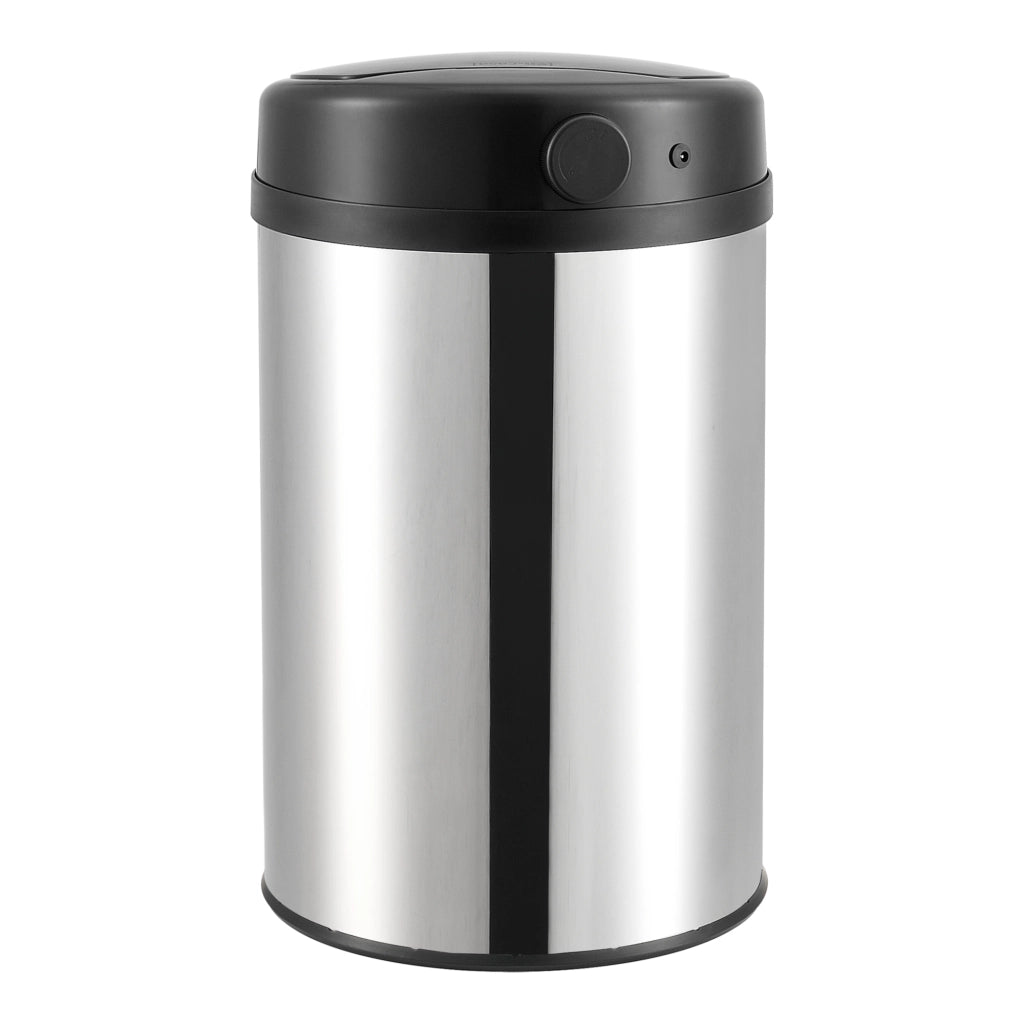 Pattumiera Automatica 30 L, Bidone Cilindrico in Acciaio Inox (AxØ) 50,5 x 30,5 cm Coperchio con Sensore di Movimento e