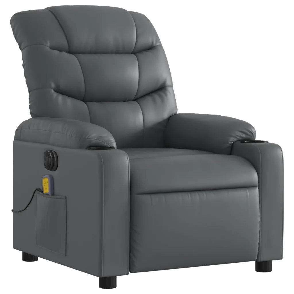 Poltrona Massaggiante Elettrica Reclinabile Grigio Similpelle 3206595