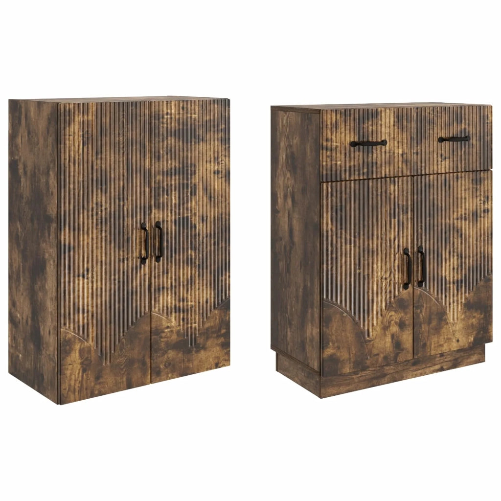 Set di armadi 2 pcs Rovere Fumo Legno ingegnerizzato
