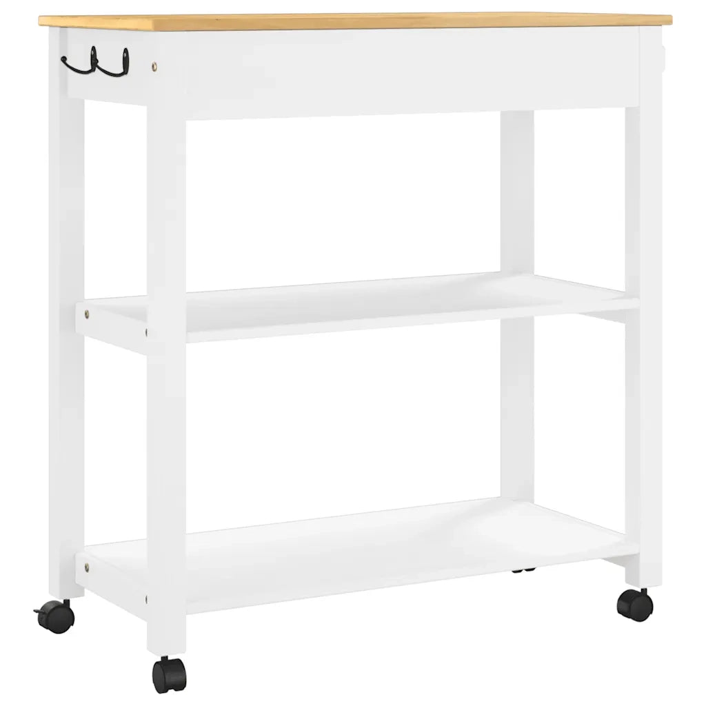 Carrello da Cucina MONZA 84x40x88,5 cm in Legno Massello di Pino 376105