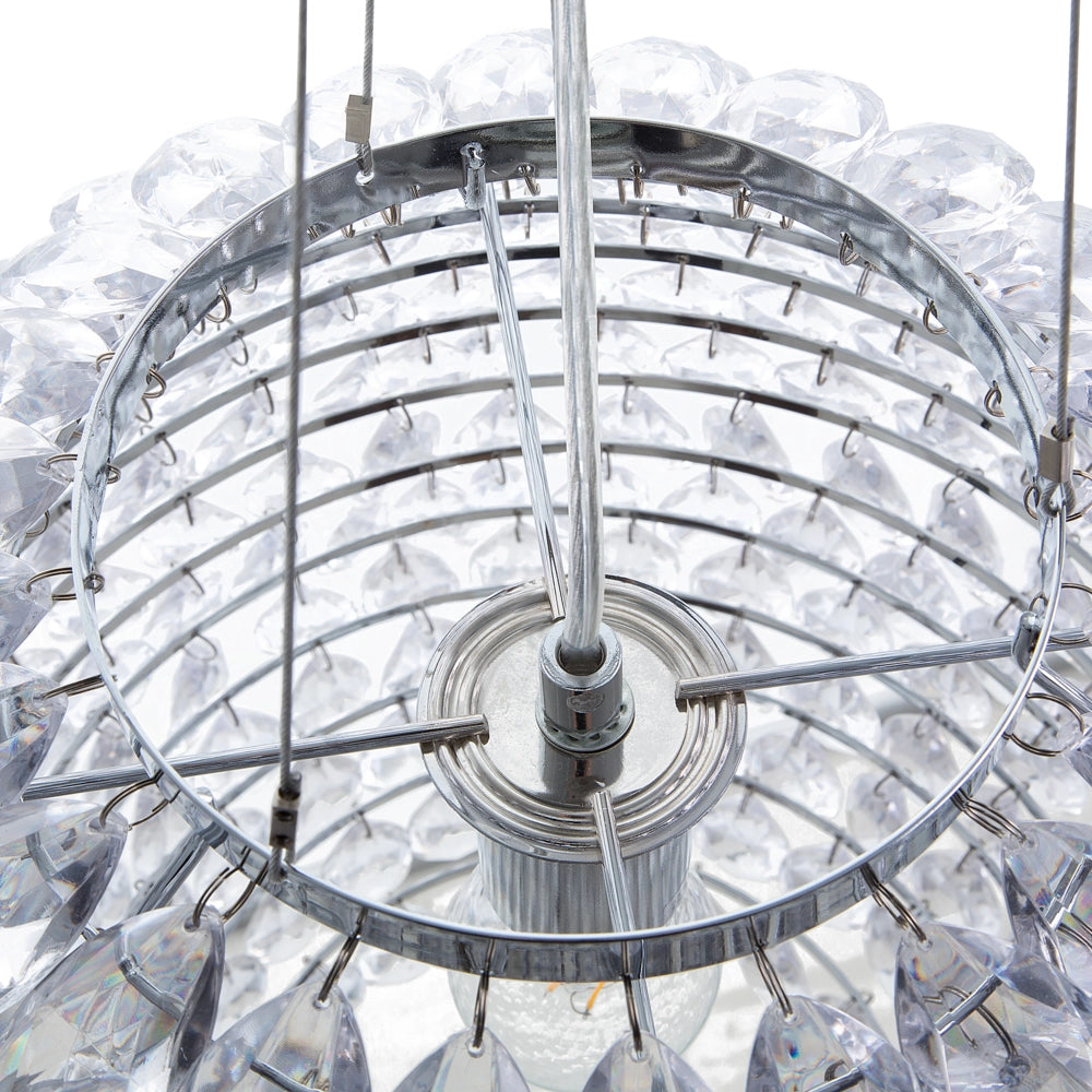 lampadario Argento Cristallo 110 cm Sospensione Luce Ambientale Glam
