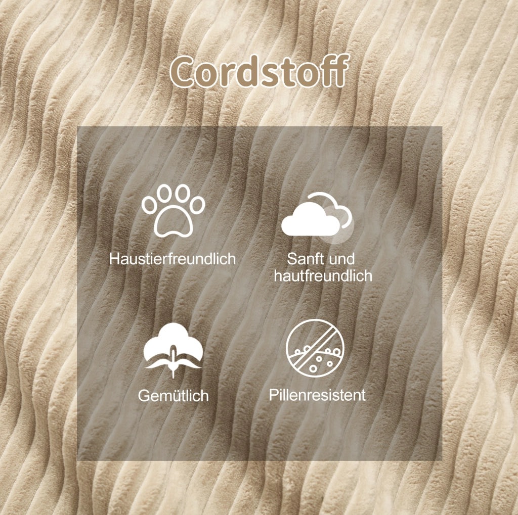 DIVANO Angolare Modulare in Velluto a Coste Beige