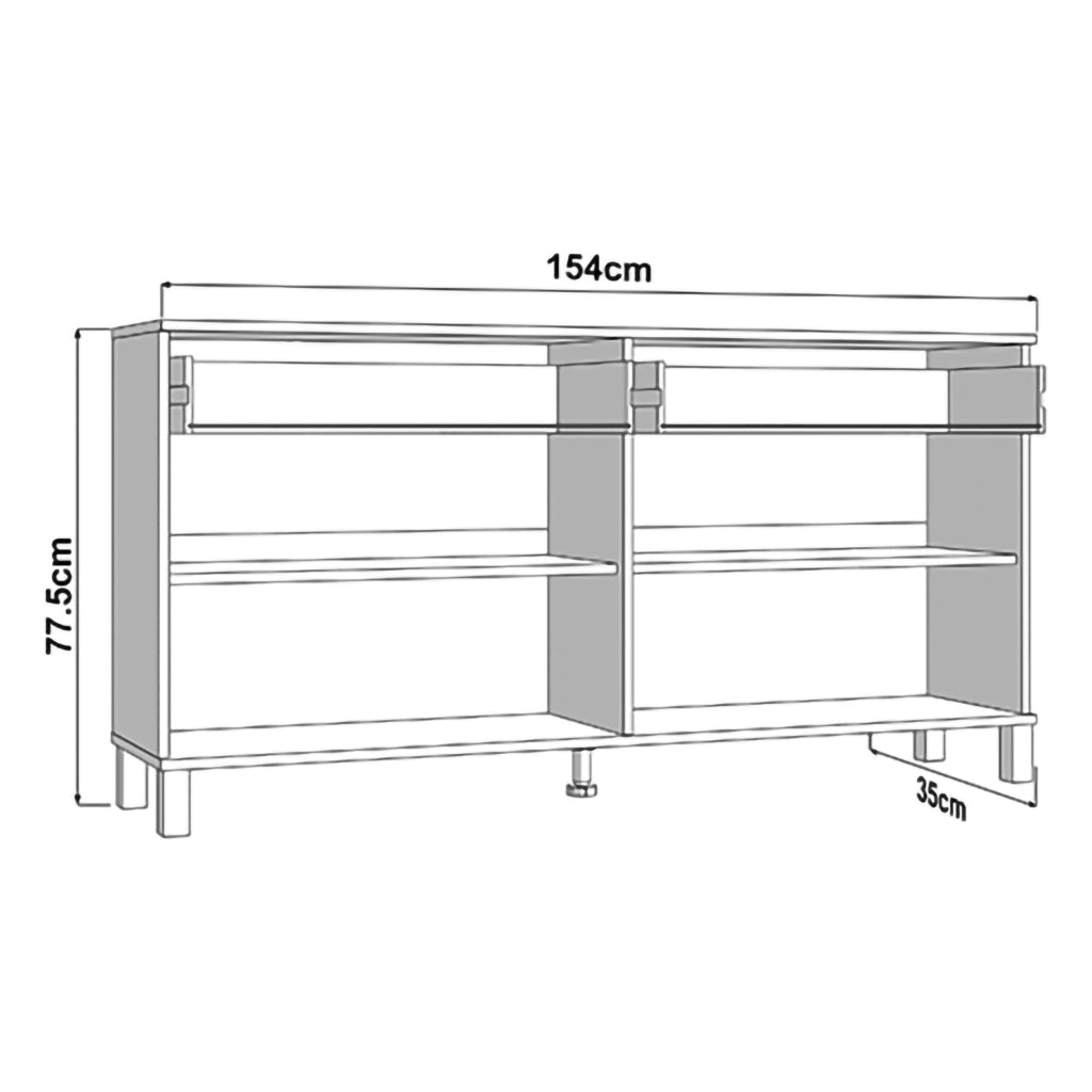 Madia Barich, Credenza 3 Ripiani, 154x35x78h cm Bianco