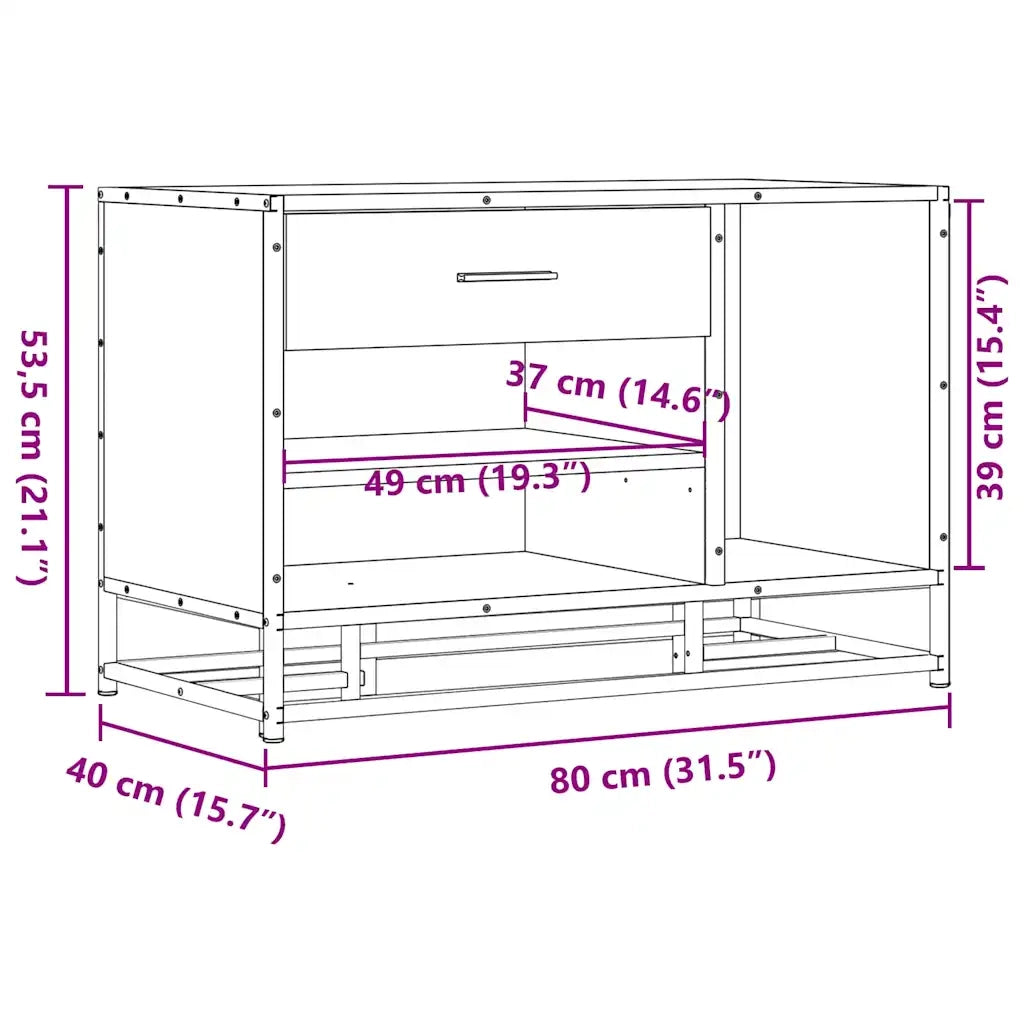 Panca Portaoggetti Nera 80x40x53,5 cm Multistrato e Metallo