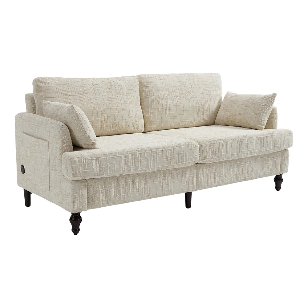 Divano moderno - Xylo - 2 posti in chenille con LED, USB e sacchetto portaoggetti integrati