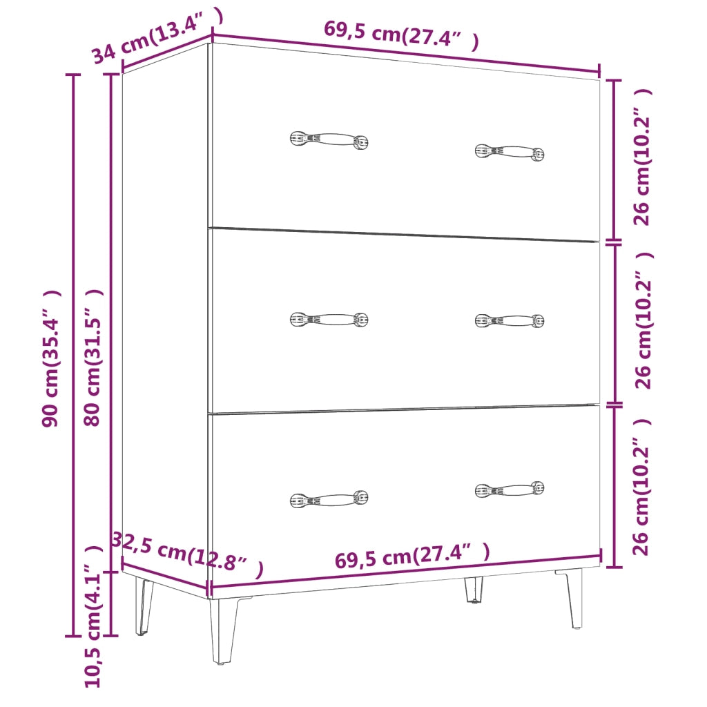 Credenza-Buffet-Armadio da cucina Grigio Cemento 69,5x34x90 cm in Legno Multistrato 432176