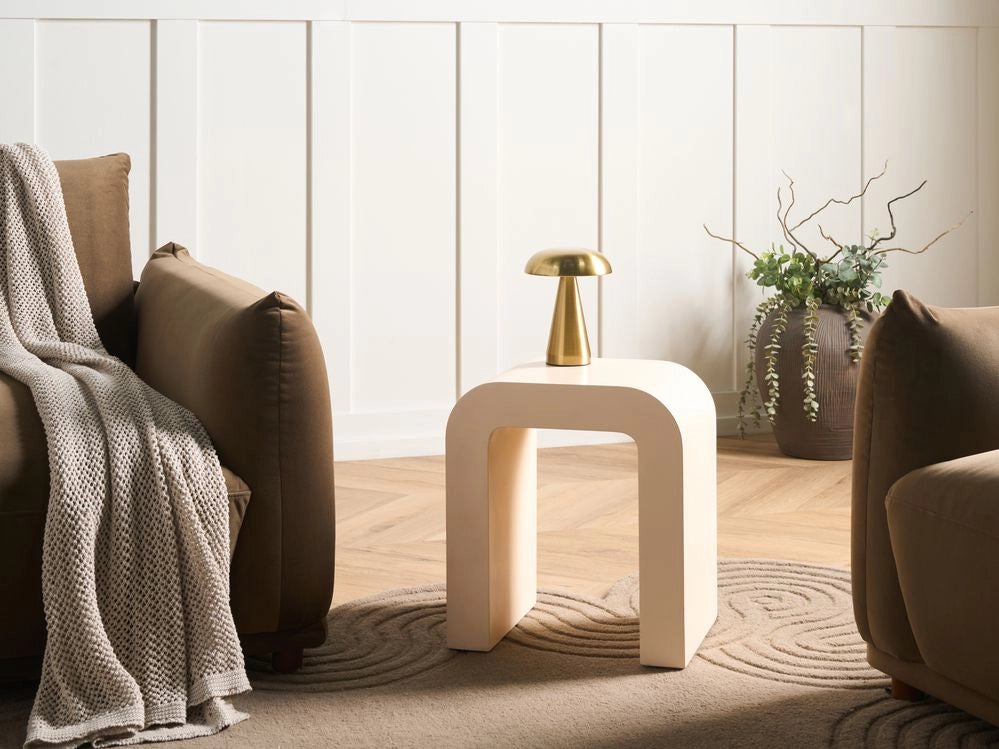 Tavolino dal design scandinavo moderno in MDF beige chiaro design moderno da soggiorno
