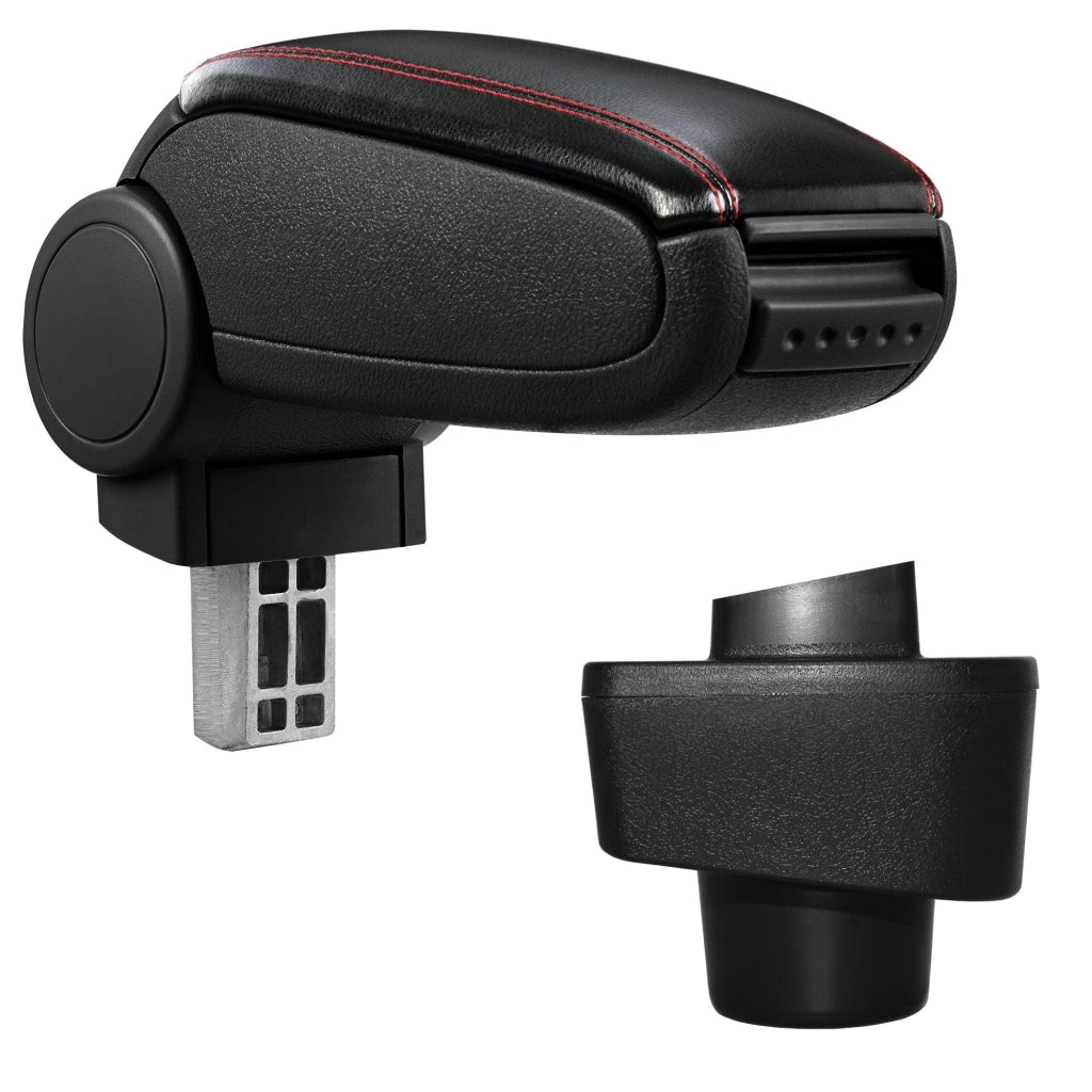 Bracciolo centrale per Renault Captur con vano imbottito in similpelle nera con cuciture rosse 03_0000633