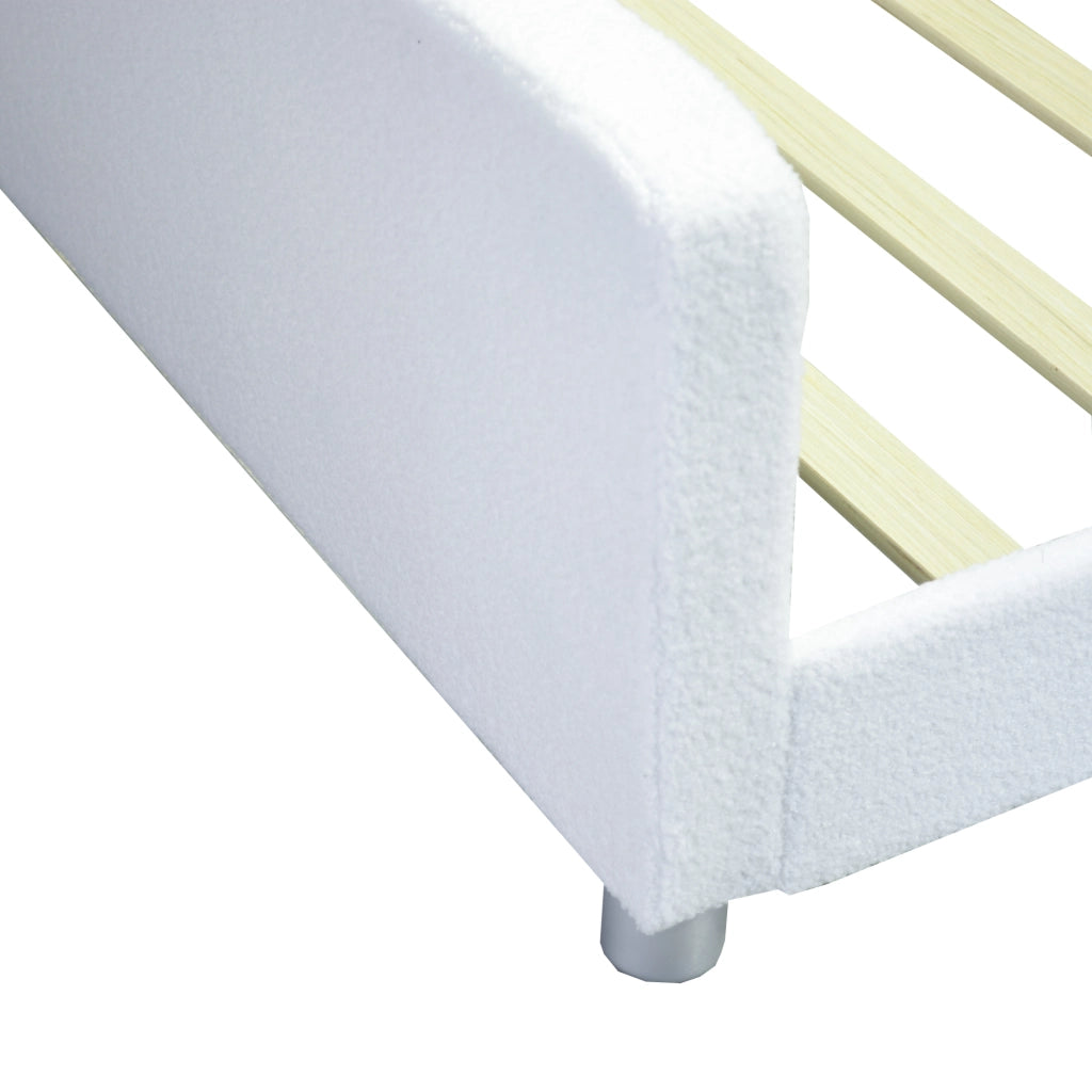 OKWISH Letto Bambino 90×200 cm, Letto Singolo con Schienale, Braccioli, Testiera e Pediera, senza Materasso, Bianco
