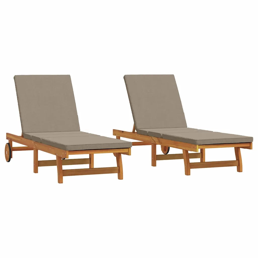 Lettino da sole 2 pcs Marrone Legno di Acacia Massello 3325197