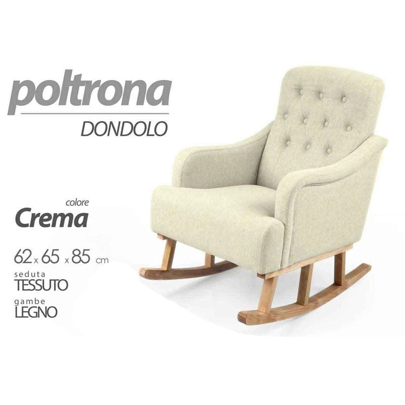 Poltrona a dondolo crema arredo chic cm 62 x 65 x 85 h