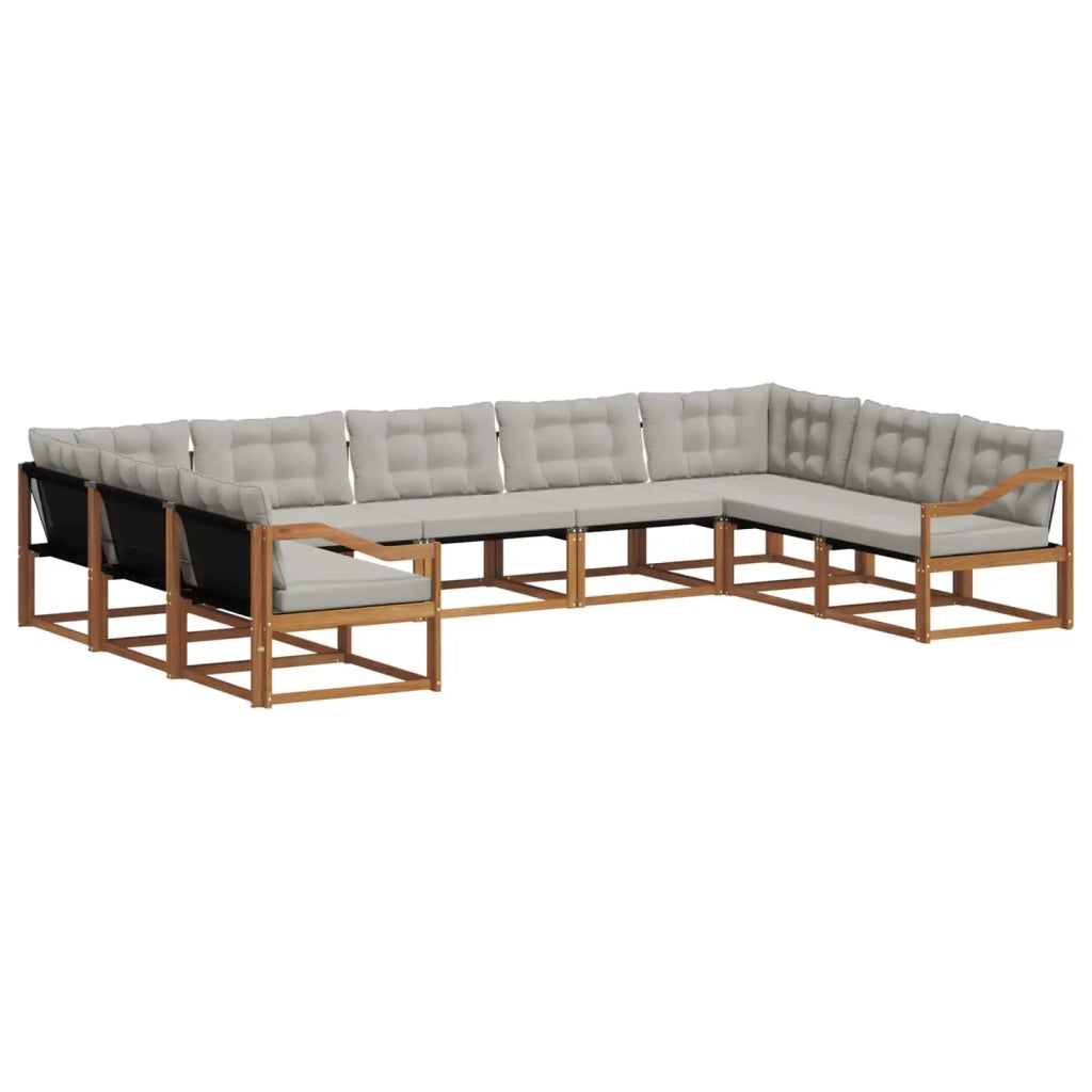 Set di divani da esterno 9 pcs Grigio Naturale e Chiaro