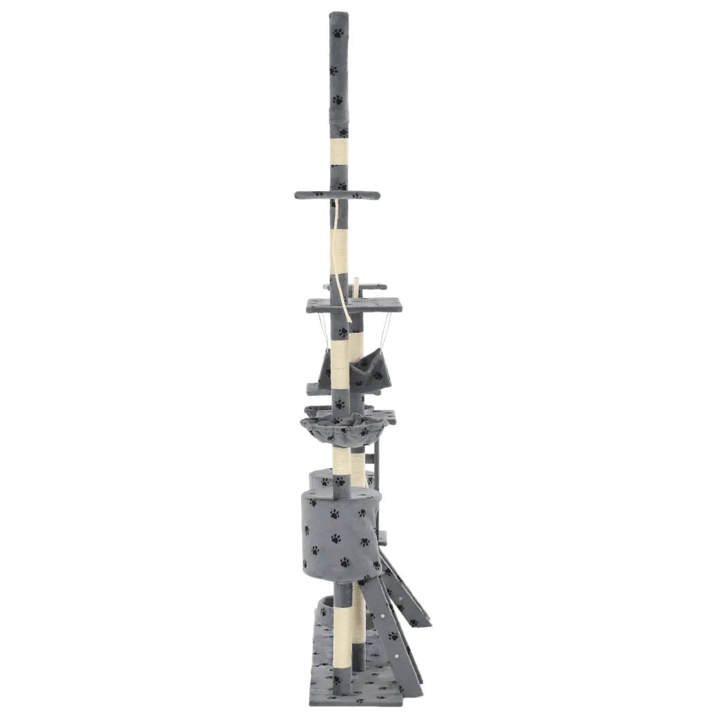 Albero per Gatti Tiragraffi Sisal 230-250cm Stampa Zampe Grigio 170618