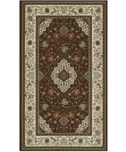 Tappeto TABRIZ MARRONE cm.115x175 orientale classico in ciniglia multiuso lavabile velour antiscivolo