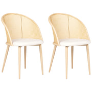 Set di 2 sedie da pranzo con seduta in tessuto e struttura in metallo nero effetto legno con intreccio viennese stile retrò soggiorno