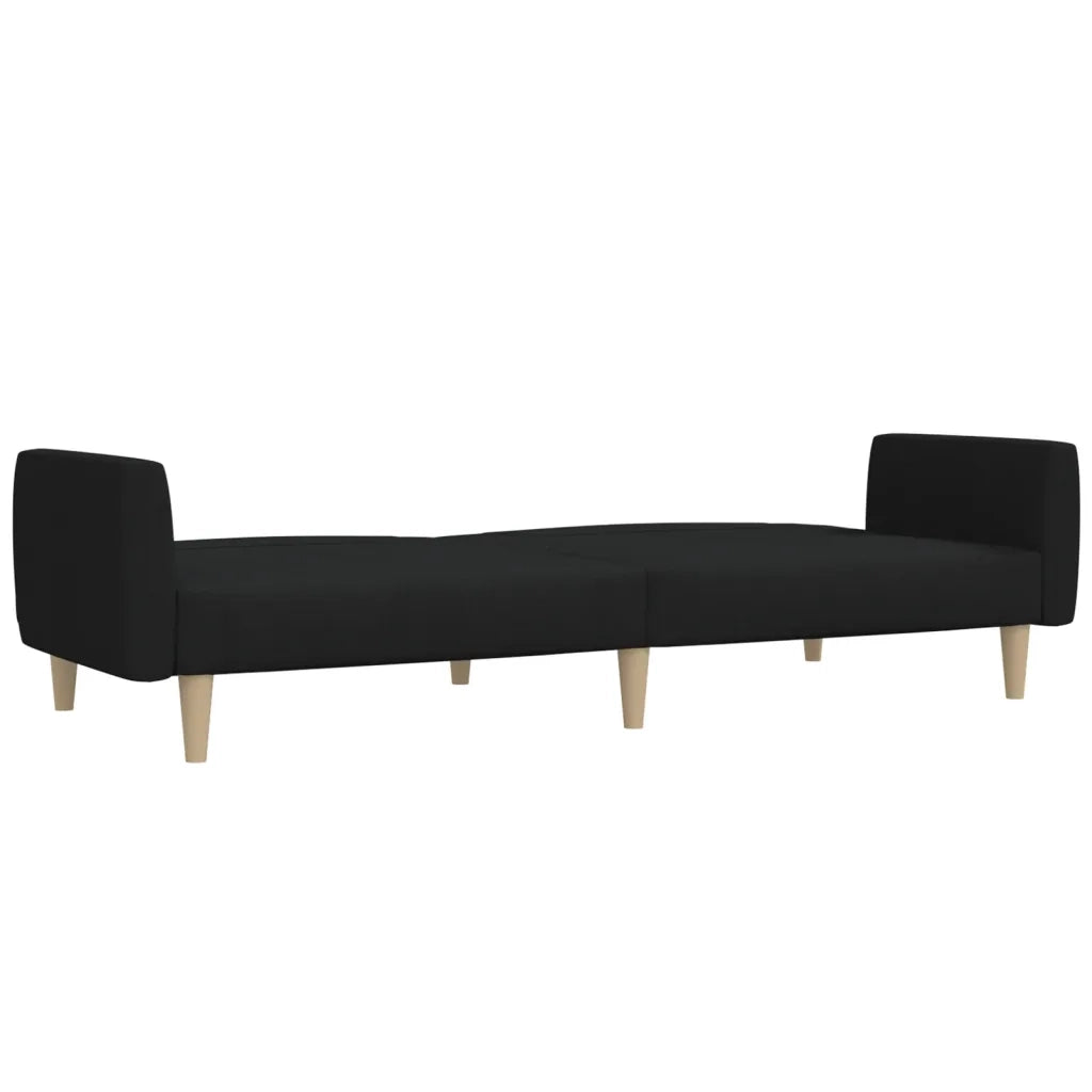 Divano Letto a 2 Posti Nero in Tessuto 375786