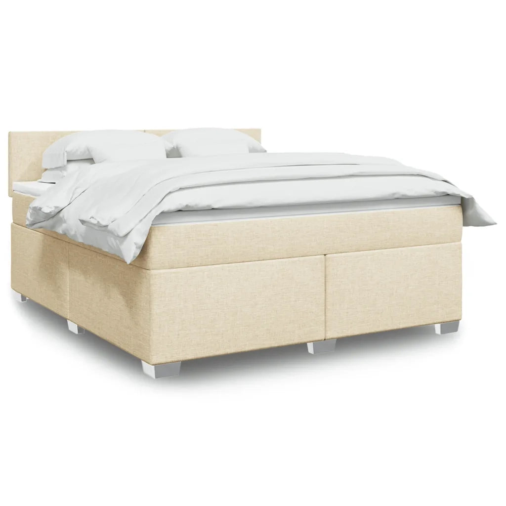Giroletto a Molle con Materasso Crema 180x200 cm in Tessuto