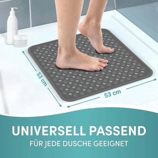 Mat anti-slip per doccia 53 x 53 cm - Inclusa la griglia per l'appendi - 100% BPA-free - Mat anti-slip per doccia - resistente alla muffa e lavabile in lavatrice