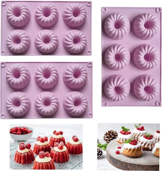 Set di Mini Coppe a Forma di Turbante - Coppe in Silicone per Torte, Muffin e Brownie - Superficie Antiscivente, Capacità 6, Color Pastello Chiaro