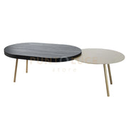 tavolino packtop grande Sabbia ,base oro laccato ,finitura Wengè in Ferro e MDF impiallacciato wengè 120x50x35Hcm