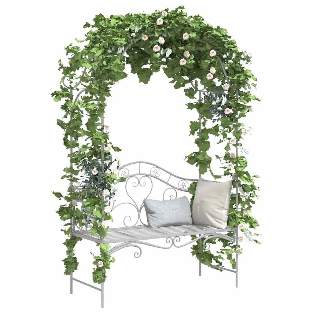 Panchina da giardino Bianco Antico 121 x 48 x 200 cm Acciaio 42008120