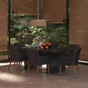 Set da Pranzo da Giardino 7 pz in Polyrattan Nero cod mxl 40215