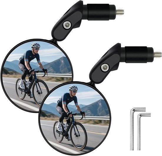 Set di 2 Specchieri per Bicicletta con 360° Rotazione, Adatto per Motociclette e Manubri per Bicicletta 17.4-22 mm, Vetro Convesso HD per Specchierino per Bicicletta, Ideale per Biciclette per la Città e per Mountain Bike